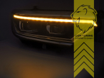 LED, mit LED Blinker, schwarz, nur passend für Fahrzeuge mit original Halogen Scheinwerfern, LED Abblendlicht / LED Fernlicht, elektrisch verstellbar - Stellmotor integriert, Eintragungsfrei / mit E-Prüfzeichen, Eintragungsfrei / mit R87 Zulassung als Tagfahrlicht